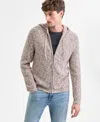 Sun + Stone Men's Long-sleeve Marled Hooded Zip Sweater, Macy's Exclusive In Brown