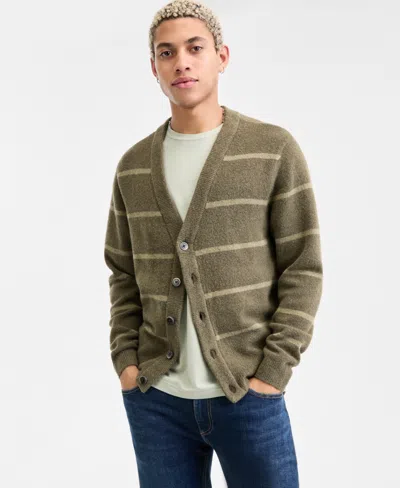 Sun + Stone Men's Long-sleeve Scotty Stripe Cardigan, Macy's Exclusive In Green