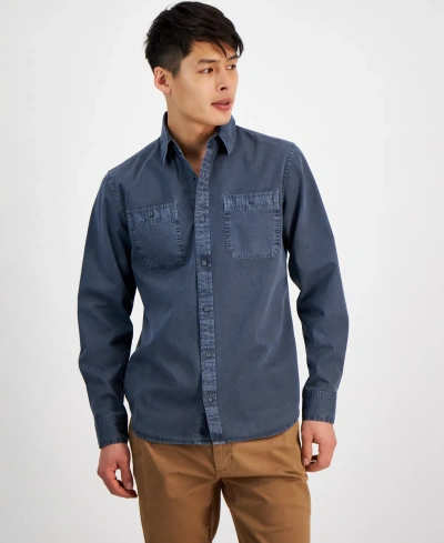 Sun + Stone Men's Long Sleeve Twill Shirt, Created For Macy's In Fin