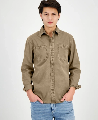 Sun + Stone Men's Long Sleeve Twill Shirt, Created For Macy's In Hammock