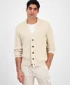Sun + Stone Men's Long Sleeve Waffle Knit Cardigan Sweater, Exclusively At Macy's In Neutral