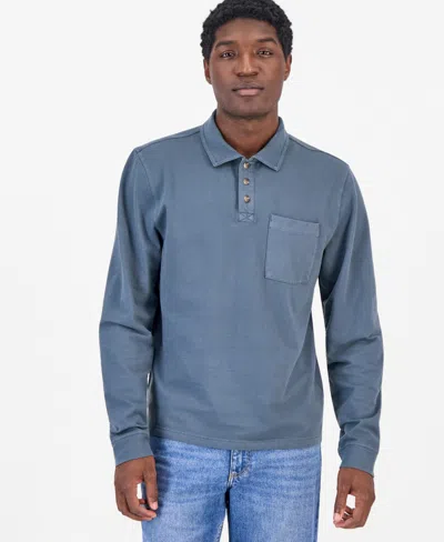 Sun + Stone Men's Long-sleeve Pocket Polo, Macy's Exclusive In Blue