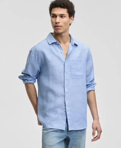 Sun + Stone Men's Long-sleeve Striped Linen Shirt, Macy's Exclusive In Blue