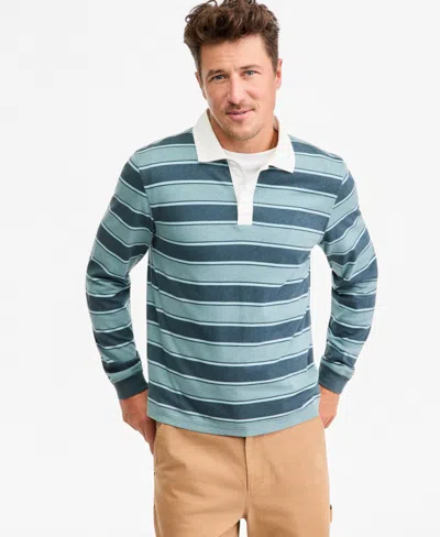Sun + Stone Men's Long-sleeve Striped Rugby Shirt, Macy's Exclusive In Tidebound Combo