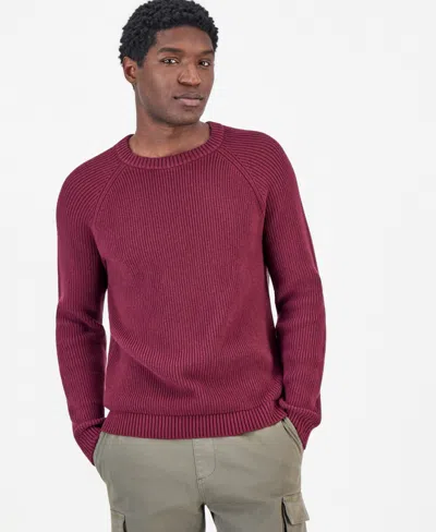 Sun + Stone Men's Luke Marled Raglan-sleeve Crewneck Sweater, Macy's Exclusive In Burgundy