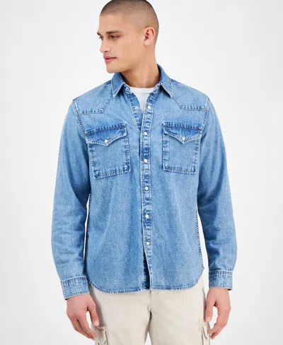 Sun + Stone Men's Marshall Western Shirt, Exclusively At Macy's In Marshal Denim