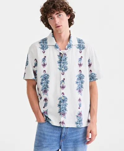 Sun + Stone Men's Michael Linen & Cotton Printed Camp Shirt, Macy's Exclusive In Multi