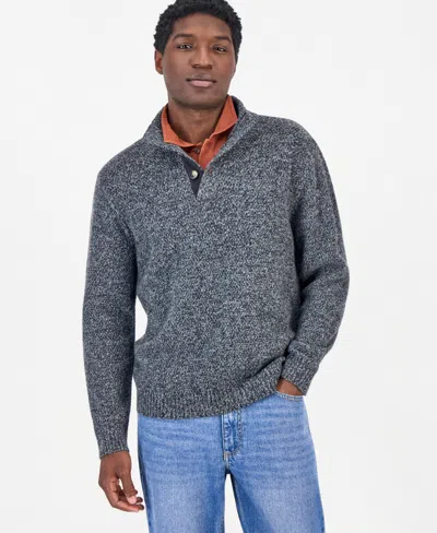Sun + Stone Men's Mock Neck Quarter-placket Sweater, Macy's Exclusive In Gray