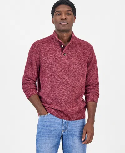 Sun + Stone Men's Mock Neck Quarter-placket Sweater, Macy's Exclusive In Neutral