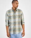 Sun + Stone Men's Plaid Shirt, Macy's Exclusive In Gray