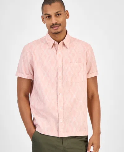 Sun + Stone Men's Printed Short-sleeve Shirt, Macy's Exclusive In Pink