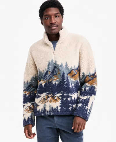Sun + Stone Men's Quarter-zip Sherpa Fleece Pullover, Macy's Exclusive In Multi