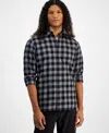 Sun + Stone Men's Rama Check Shirt, Created For Macy's In Titanium Grey