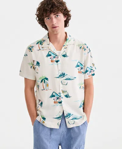 Sun + Stone Men's Ramos Printed Short-sleeve Camp Shirt, Macy's Exclusive In White