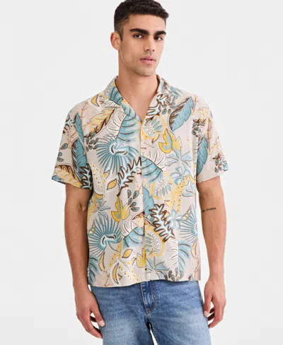 Sun + Stone Men's Reed Printed Short-sleeve Camp Shirt, Macy's Exclusive In Multi