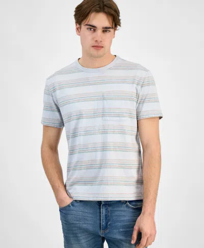 Sun + Stone Men's Regular-fit Multistripe Pocket T-shirt, Exclusively At Macy's In Calming Blue