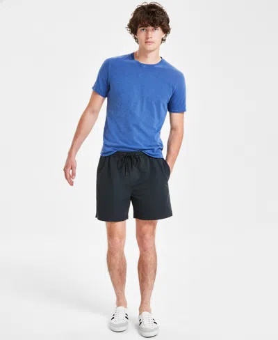 Sun + Stone Men's Regular-fit Solid 5" Drawstring Shorts, Created For Macy's In Black Shadow