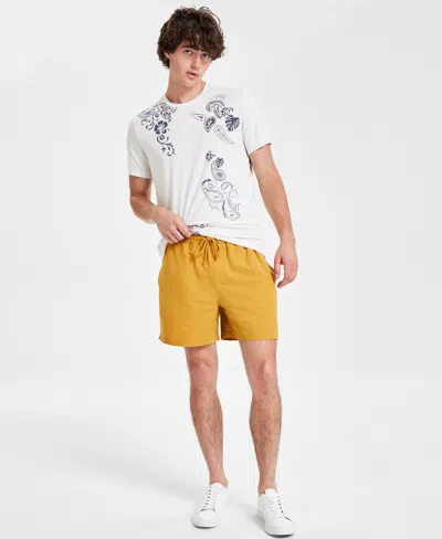 Sun + Stone Men's Regular-fit Solid 5' Drawstring Shorts, Created For Macy's In Tapestry Gold