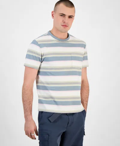 Sun + Stone Men's Regular-fit Stripe Pocket T-shirt, Exclusively At Macy's In Silver Blue