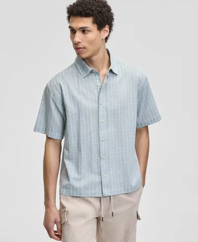 Sun + Stone Men's Relaxed Crop Nolan Plaid Shirt, Macy's Exclusive In Black