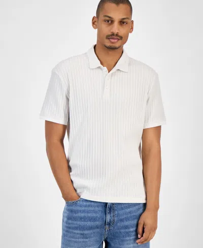 Sun + Stone Men's Rocco Textured Polo Shirt, Exclusively At Macy's In White