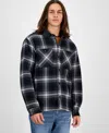Sun + Stone Men's Rodgers Long-sleeve Snap-front Plaid Shirt Jacket, Macy's Exclusive In Black