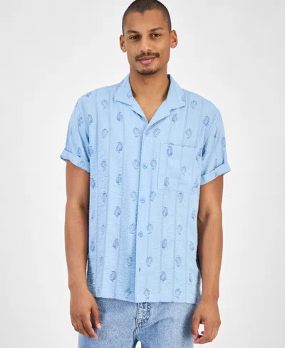 Sun + Stone Men's Seersucker Camp Shirt, Macy's Exclusive In Blue