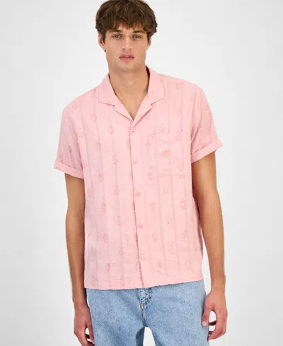 Sun + Stone Men's Seersucker Camp Shirt, Macy's Exclusive In Pink