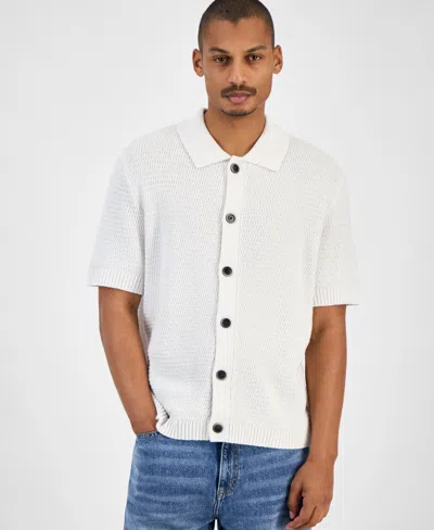 Sun + Stone Men's Short-sleeve Cardigan, Macy's Exclusive In White