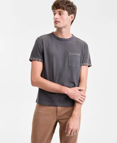 Sun + Stone Men's Short-sleeve Stitch Pocket Cotton T-shirt, Macy's Exclusive In Gray