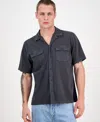 Sun + Stone Men's Short Sleeve Washed Button-front Camp Shirt, Exclusively At Macy's In Black