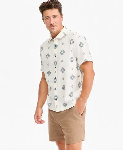 Sun + Stone Men's Short-sleeve Geometric Cotton Button-up Shirt, Macy's Exclusive In Animal Print