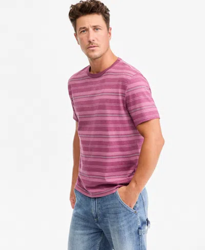 Sun + Stone Men's Short-sleeve Raymond Stripe Cotton T-shirt, Macy's Exclusive In Pinot Noir