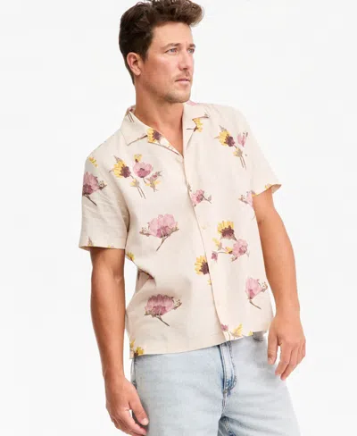 Sun + Stone Men's Short-sleeve Scape Pressed Floral Camp Shirt, Macy's Exclusive In Stone Block Combo