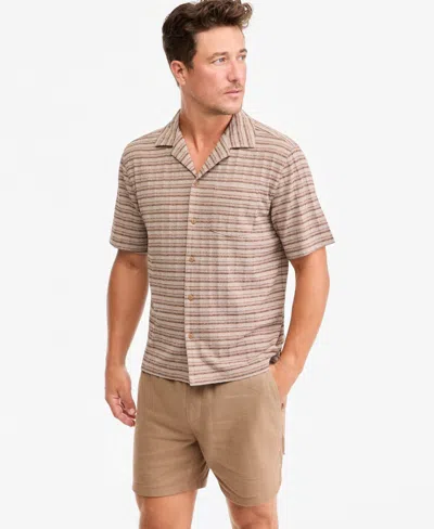 Sun + Stone Men's Short-sleeve Stripe Texture Pocket Camp Shirt, Macy's Exclusive In Header Brown