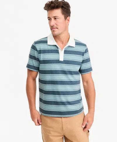 Sun + Stone Men's Short-sleeve Striped Rugby Shirt, Macy's Exclusive In Tidebound Combo