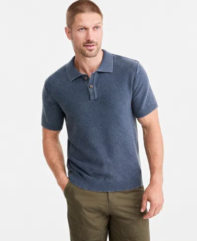 Sun + Stone Men's Short-sleeve Textured Polo Sweater, Macy's Exclusive In Blue