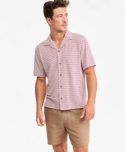 Sun + Stone Men's Short-sleeve Wave Textured Camp Collar Shirt, Macy's Exclusive In Pinot Noir Combo