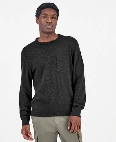 Sun + Stone Men's Slub-knit Long-sleeve Pocket T-shirt, Macy's Exclusive In Black