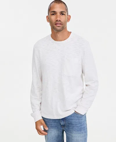Sun + Stone Men's Slub-knit Long-sleeve Pocket T-shirt, Macy's Exclusive In White