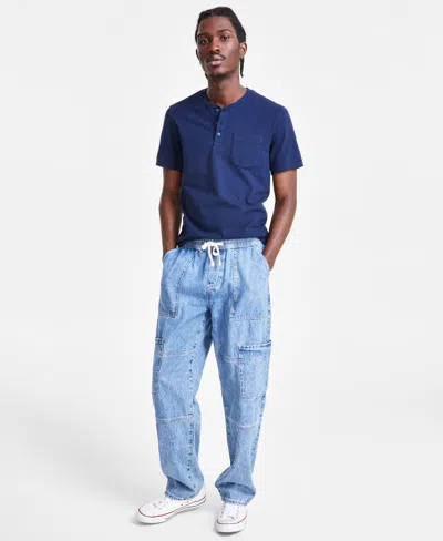 Sun + Stone Men's Soft Utility Ocean Blue Cargo Jeans, Created For Macy's