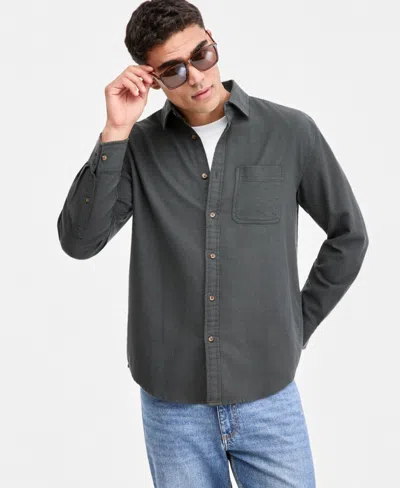 Sun + Stone Men's Steven Long-sleeve Shirt, Macy's Exclusive In Gray