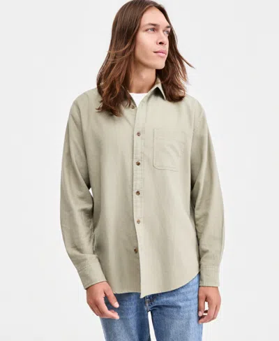Sun + Stone Men's Steven Long-sleeve Shirt, Macy's Exclusive In Green