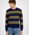 Sun + Stone Men's Striped Crewneck Sweater, Macy's Exclusive In Blue