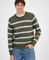 Sun + Stone Men's Striped Crewneck Sweater, Macy's Exclusive In Green