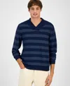 Sun + Stone Men's Striped Shawl-collar Sweater, Macy's Exclusive In Blue