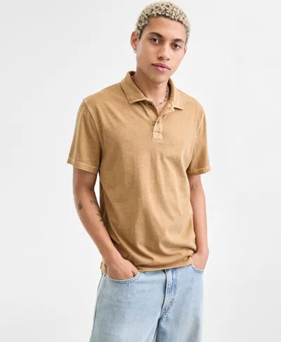 Sun + Stone Men's Sun Faded Short Sleeve Polo Shirt, Exclusively At Macy's In Brown