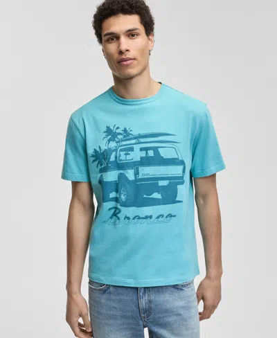 Sun + Stone Men's Surfer Bronco Truck Graphic Cotton T-shirt, Macy's Exclusive In Blue