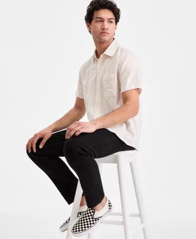 Sun + Stone Men's Textured-stripe Short-sleeve Shirt, Macy's Exclusive In Neutral