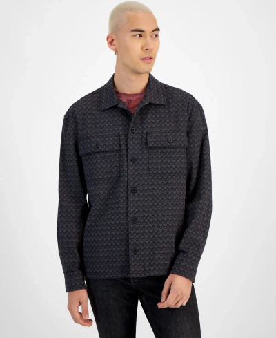 Sun + Stone Men's Theo Jacquard Overshirt, Created For Macy's In Basic Navy